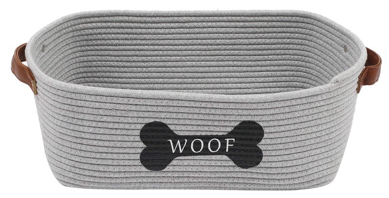 Morezi Cotton rope dog toy basket with handle, large dog bin, puppy kitty bed, dog toy basket - Perfect for carry pet toys, blankets, leashes, chew toys, diapers - Gray - Image 1